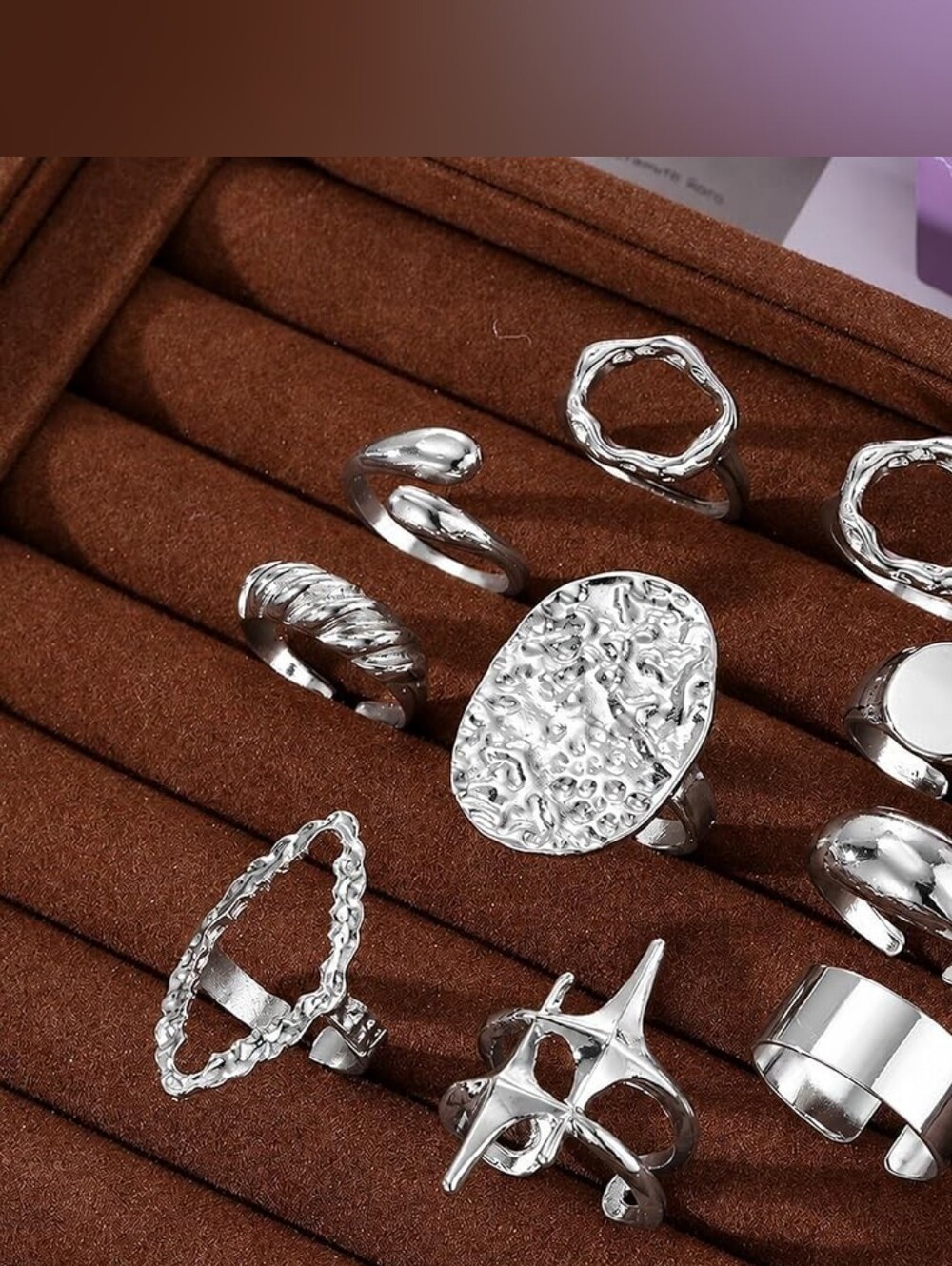 Chunky Rings Statement Rings Set, Stackable - Picture 7 of 8